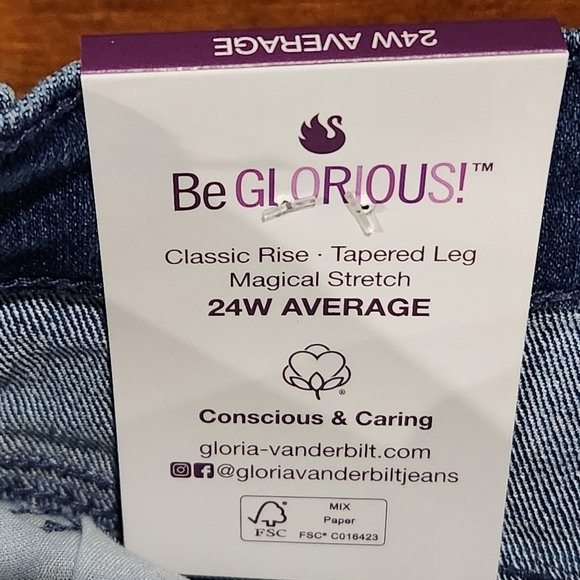 Gloria Vanderbilt Amanda Slimming Tapered Leg Women Jeans Size 24W NWT - Picture 10 of 13
